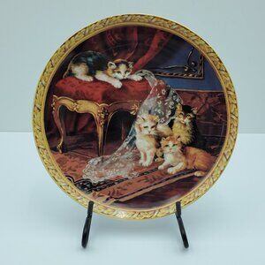 Baum Bros Regency Kittens The Missing Curtain Decorative Collector Display Plate